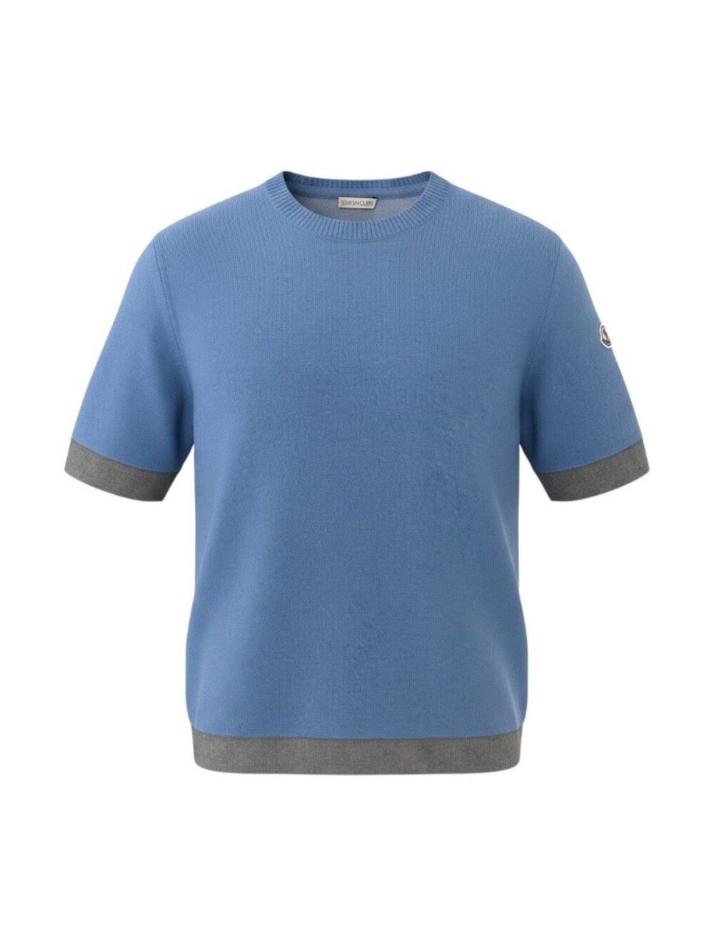 Moncler Short Sleeve Knit Sweater Cashmere Blend M Blue Gray